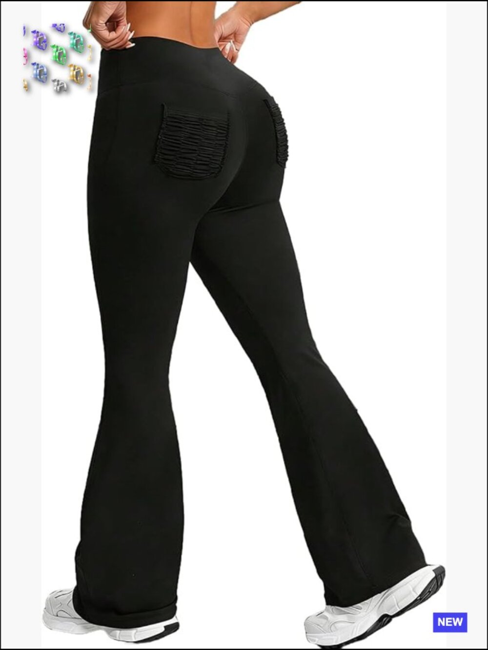 High Waisted Flare Yoga Pants with Pockets Ruched Bootcut Workout Leggings
